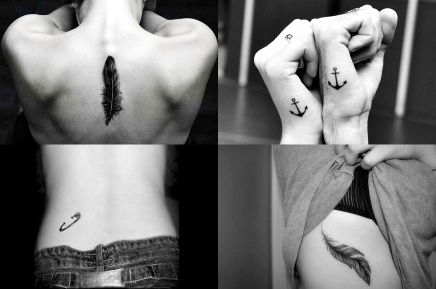 small tattoo designs collage of four