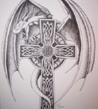 tattoo cross designs demon wings