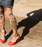 all body tattoo for woman red high heels