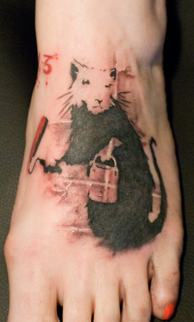 banksy graffiti tattoo painting rat