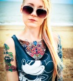 beach girl tattoo mickey mouse