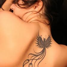 elegant bird tattoo black work bird with long tail