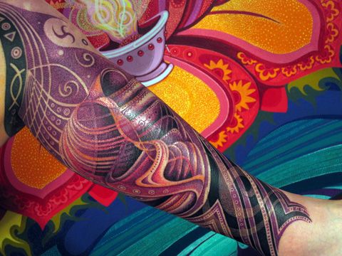 energy tattoo in style of energy wave