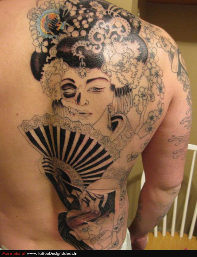 fan tattoo freaky geisha