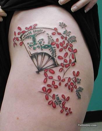 fan tattoo japanese flowers