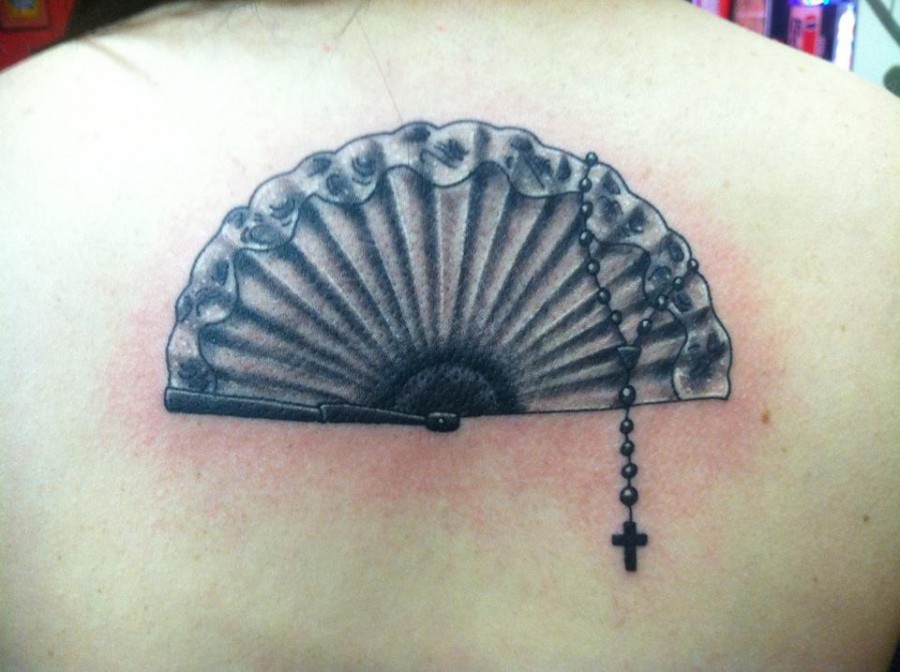 fan tattoo spanish fan rosary