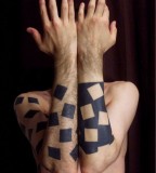 geometric abstract tattoo black and white cubes