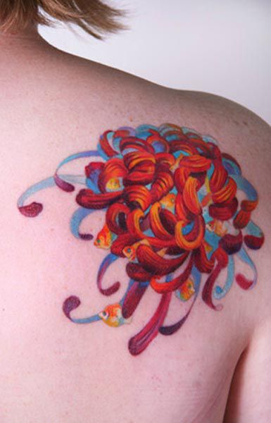 geometric abstract tattoo fish flower