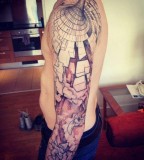 geometric abstract tattoo optical illusion sleeve