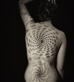 geometric abstract tattoo  shadows full back tattoo