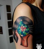 geometric abstract tattoo woman without face