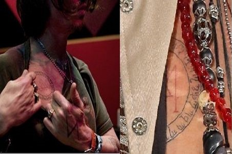 johnny depp tattoo brotherly love circle