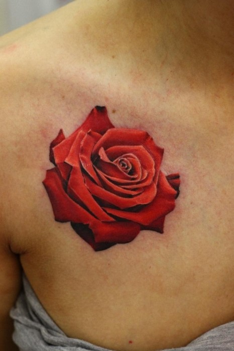 red ink tattoo realistic rose