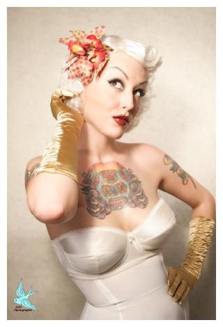 rockabilly tattoo girl in white