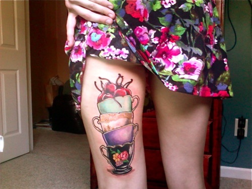 rockabilly tattoo tea cups and cherries