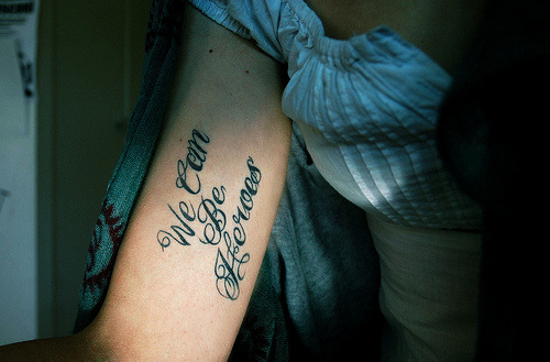 song lyric tattoo we can be heroes