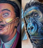 tattoo by Mike DeVries dali monkey