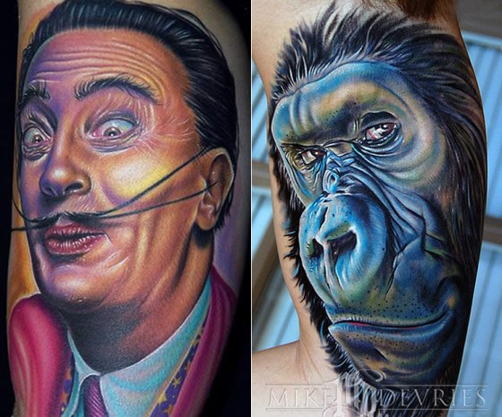 tattoo by Mike DeVries dali monkey