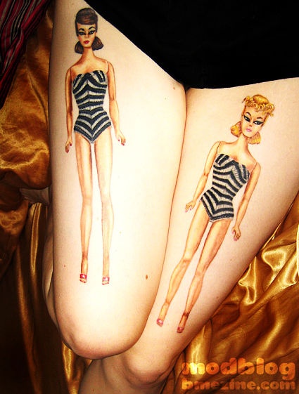 thigh tattoo barbies