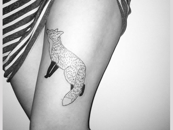 thigh tattoo fox