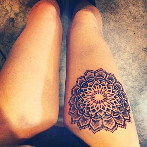 thigh tattoo mandala