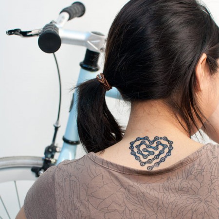 travel tattoo bike chain heart