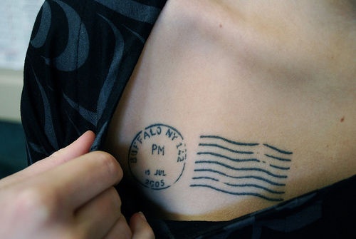 travel tattoo postmark