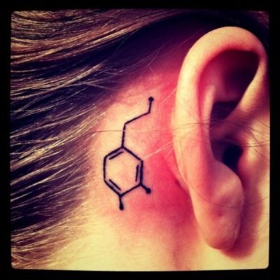 behind ear tattoo dopamine symbol