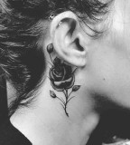 behind ear tattoo rose