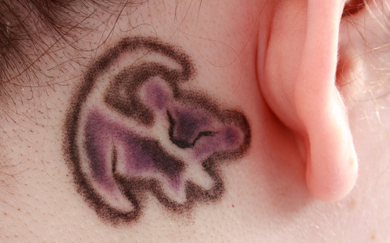 behind ear tattoo simba lion king