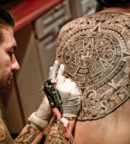 big back mandala tattoo in process