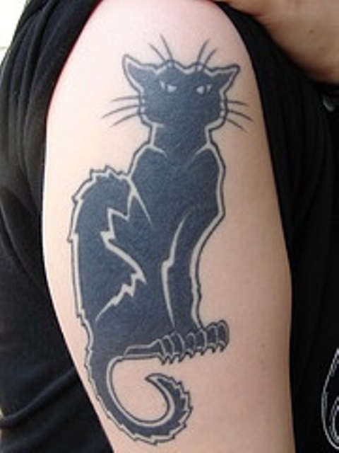 black cat tattoo