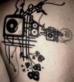 blackwork music tattoo