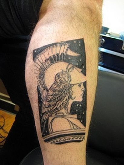 blackwork tattoo athena by black and blue