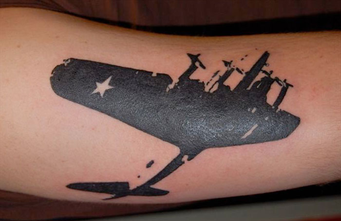 blackwork tattoo aviation