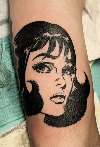 blackwork tattoo girls face