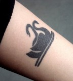 blackwork tattoo swan couple