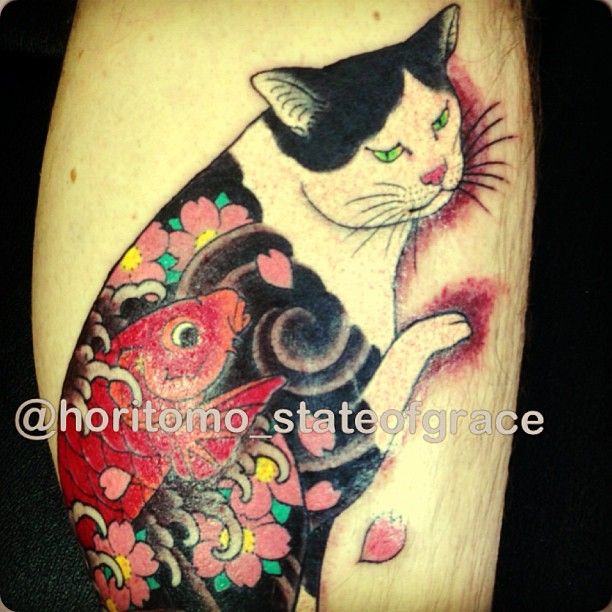 cat tattoo oriental