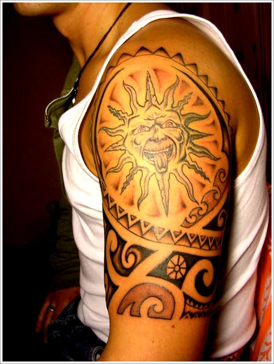 crazy sun tattoo design for men