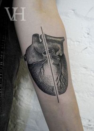divided heart tattoo by valentin hirsch