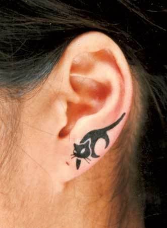 ear tattoo black cat