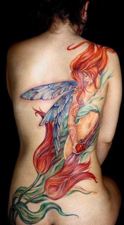 fairytale tattoo red haired fairy