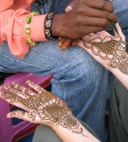 henna application on hand in process