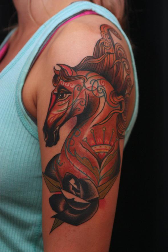 horse tattoo by jimmy duvall