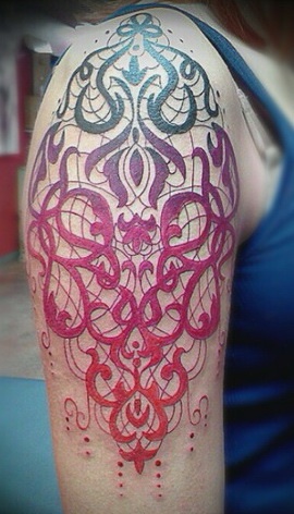 lace tattoo colorful tribal arm tattoo