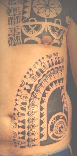 maori stomach tattoo for man