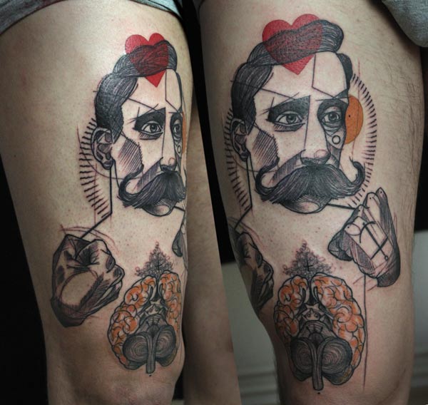 peter aurisch tattoo man with moustache