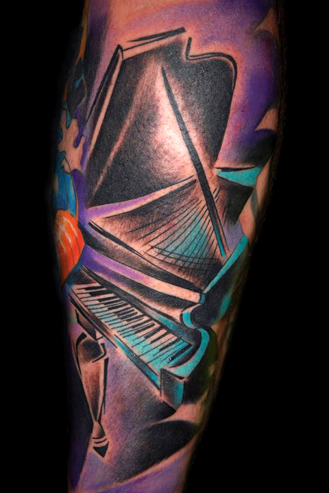 piano tattoo by bugs