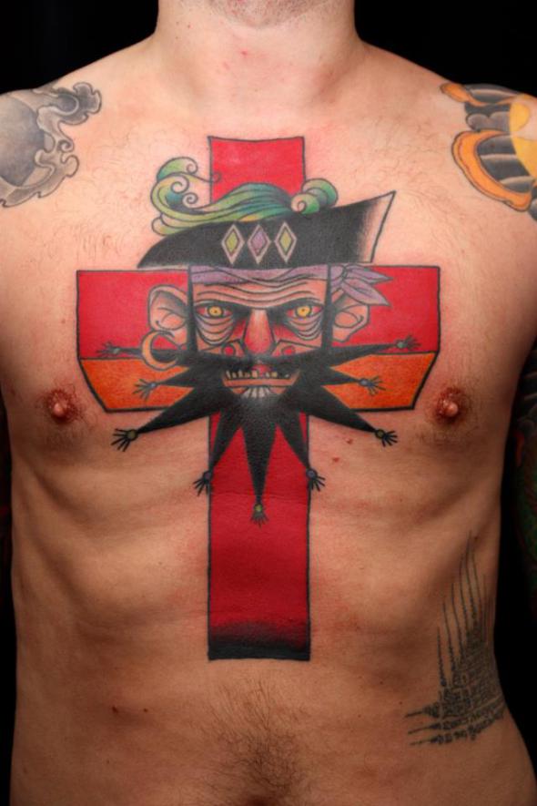 pirate cross tattoo by jimmy duvall