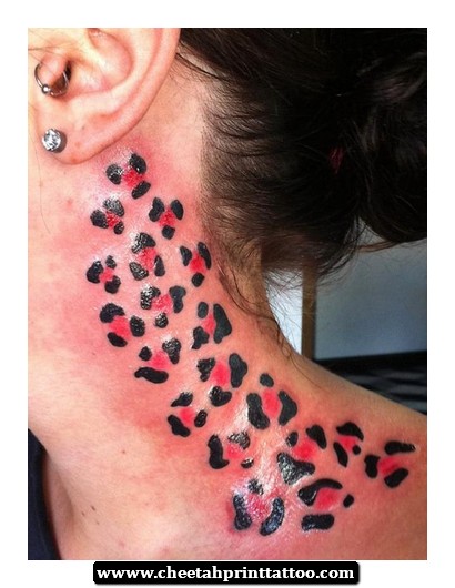 red cheetah print tattoos on neck